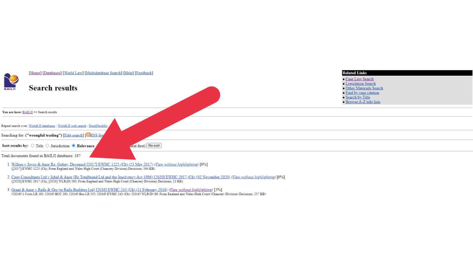 bailii wrongful trading search results