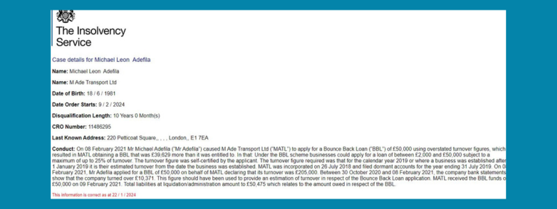 Risk of bounce back loan disqualification